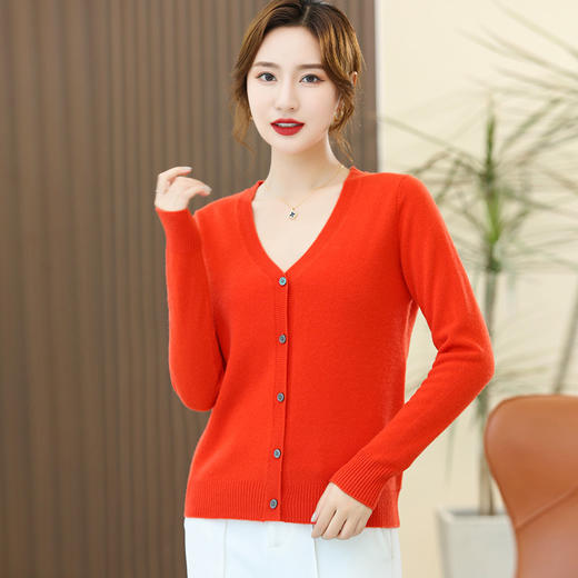 OSL 2206羊毛V领开衫基础打底软糯亲肤针织毛衣 商品图3