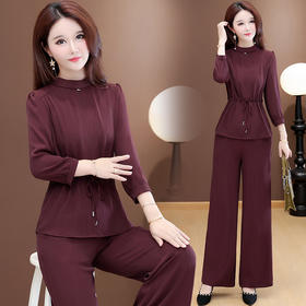 QYMYJ25YS12气质时尚套装女秋季新款2025年韩版系带收腰洋气女士潮流两件套