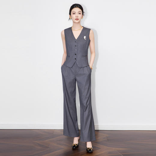 「高货wl」全新升级【铂金会员468/天猫629/差价161】(99229)洛诗琳2025秋季老钱风知性西装马甲直筒阔腿裤两件套女 商品图1