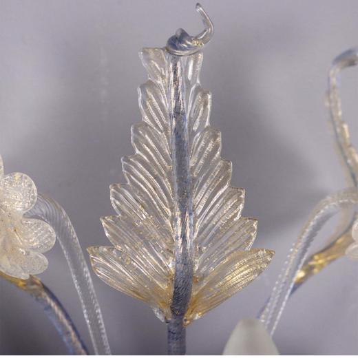 独角鹿西洋古董 20世纪意大利出品穆拉诺玻璃点金工艺修饰花叶主题烛台式枝形吊灯及壁灯三件套 商品图7