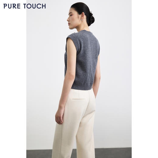 PURE TOUCH女装 25秋冬新款v领羊毛针织背心百搭钉珠套头毛背心 商品图4
