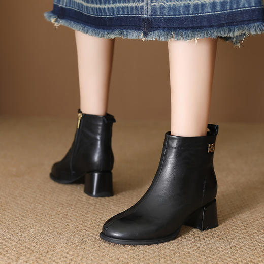 FR 85156圆头粗跟短靴英伦风软底马丁靴 商品图2