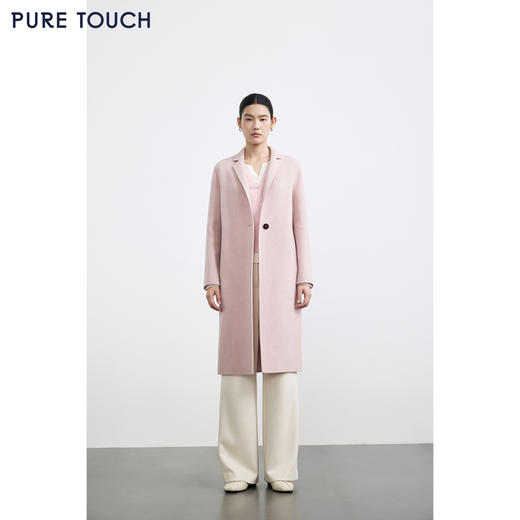 PURE TOUCH女装 25秋冬新款翻领纯羊毛大衣中长款毛呢外套 商品图1