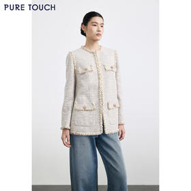 PURE TOUCH女装25秋冬新款粗花呢外套百搭法式小香风直筒短外套