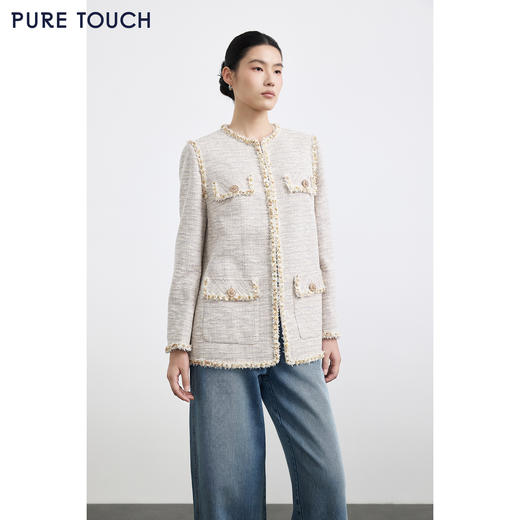 PURE TOUCH女装25秋冬新款粗花呢外套百搭法式小香风直筒短外套 商品图0