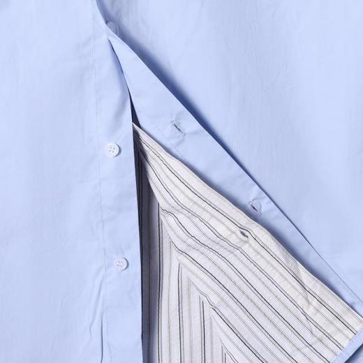 25AS374SDSA男士秋冬新款痞帅男装潮牌条纹双面翻领长袖衬衫宽松时尚衬衣 商品图3