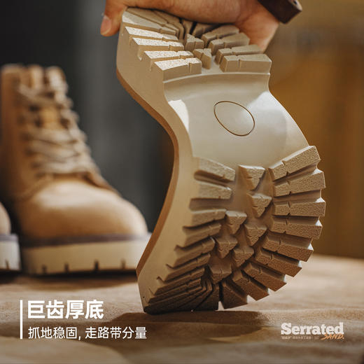 马登2025年秋冬新款男士中帮真牛皮马丁靴厚底美式复古休闲工装靴 商品图3