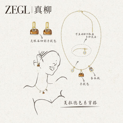 ZEGL设计师系列虎眼石项链美拉德风包包锁骨链高级感轻奢小众颈链 商品图4