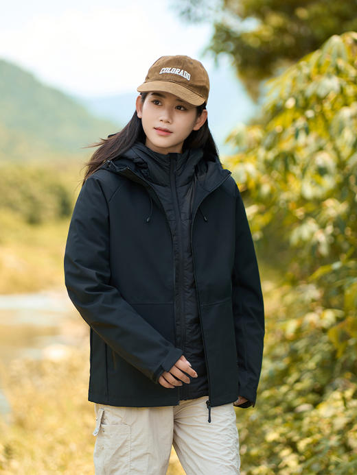 石墨烯蓄热 情侣轻量三合一羽绒内胆户外服 可脱卸冲锋衣防风防水保暖男女款两件套BSW24555S 商品图7