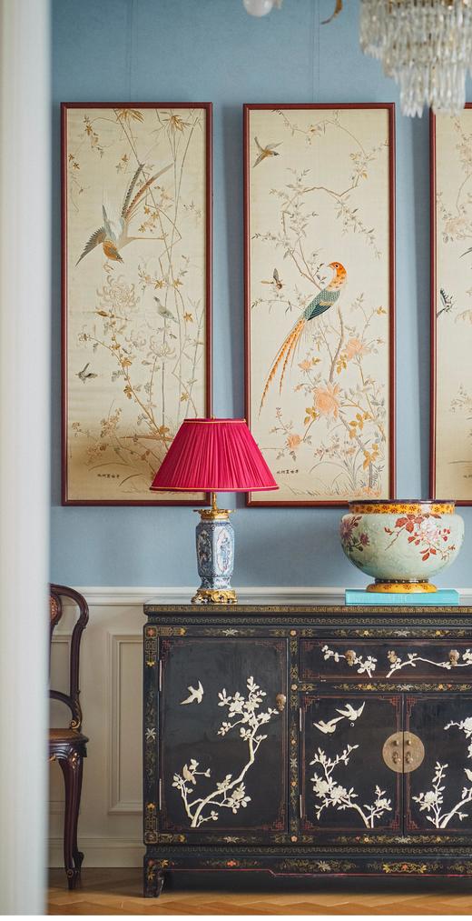 独角鹿西洋古董 20世纪初中国出品「锦上添花」传统东方花鸟主题粤绣挂屏四联幅 商品图3