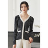米思阳2026春季新款知性复古条纹针织衫撞色v领长袖开衫外套2257 商品缩略图3