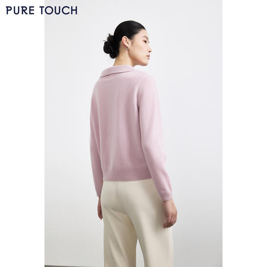 PURE TOUCH女装25秋冬新款海军翻领羊毛衫百搭宽松直筒套头针织衫 商品图4