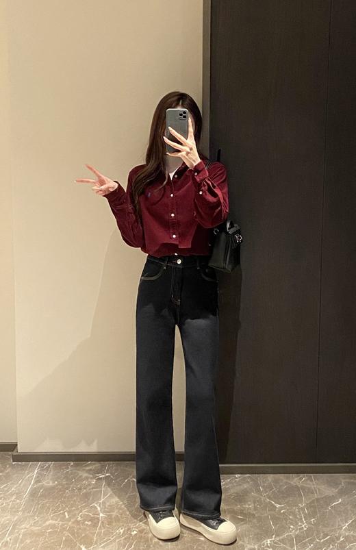 老钱风刺绣100棉灯芯绒长袖衬衫 商品图4