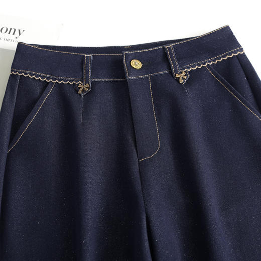 QYM 9846-Y阔腿裤高腰牛仔裤宽松直筒休闲裤气质 商品图3