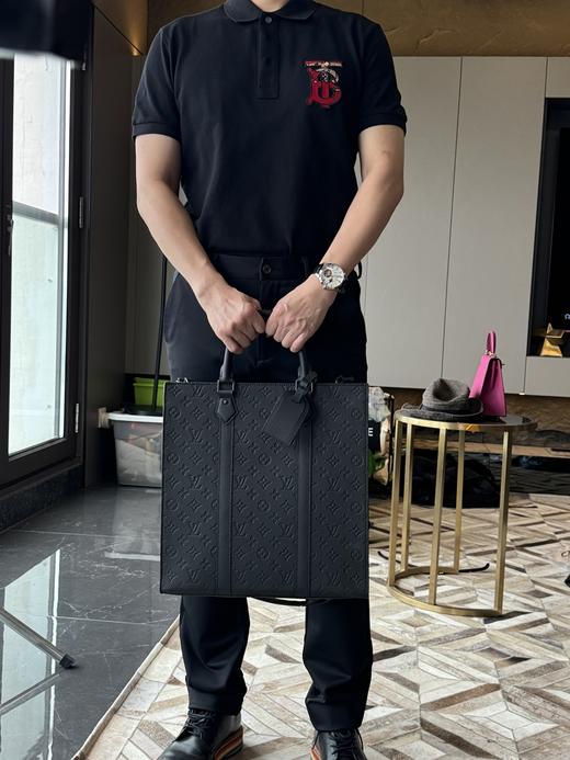 驴家黑武士牛皮压花公文包 商品图7