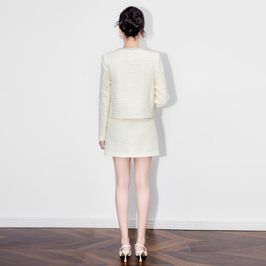 「高货wl」全新升级【铂金会员441/天猫599/差价158】(99410)洛诗琳2025秋季重工轻奢白月光小香外套钉珠半身裙两件套 商品图1