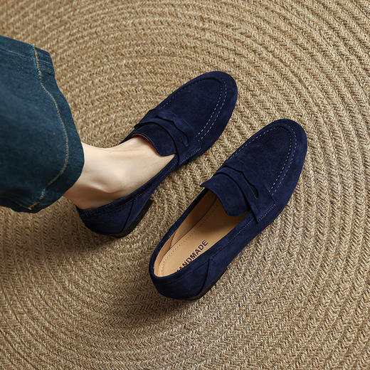 【预售5天】英伦小皮鞋新款冬季复古磨砂粗跟单鞋女乐福鞋XH&M9352 商品图1