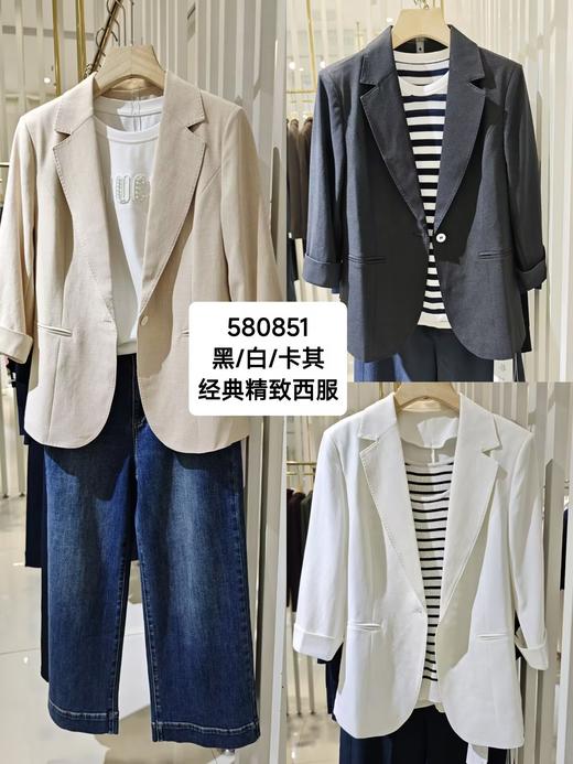 580851春.上新 经典精致小西服 黑/白/卡其三色 商品图9