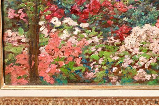 独角鹿西洋古董 1920年代法国艺术家Octave Denis Victor Guillonnet签名创作风景主题布面油画作品《夏日花园》 商品图1