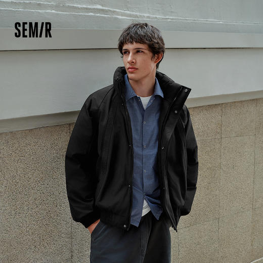 森马羽绒服男飞行员外套三防2025冬季新款保暖立领上衣宽松插肩袖 商品图1