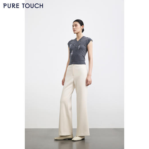 PURE TOUCH女装 25秋冬新款v领羊毛针织背心百搭钉珠套头毛背心 商品图1