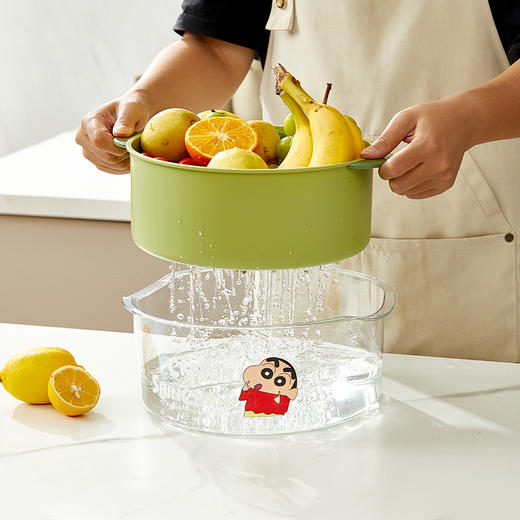 摩登主妇&蜡笔小新 洗菜盆沥水篮新款洗水果篮家用厨房菜篮子 商品图2