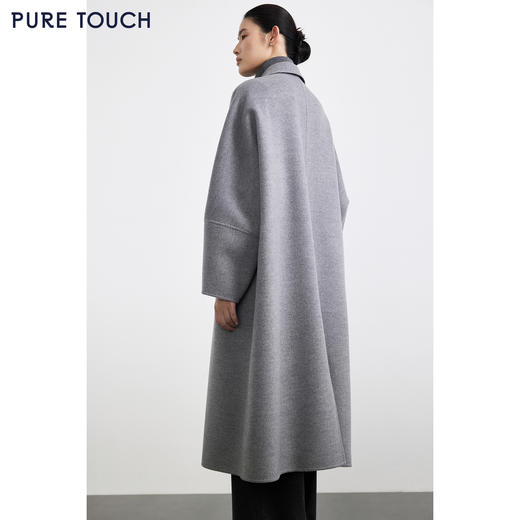 PURE TOUCH女装 25秋冬新款双面呢大衣中长款丝绒毛混纺廓形毛呢 商品图4