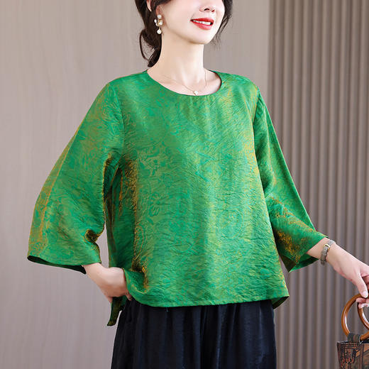 KQL 422H2858新中式新款宽松上衣复古提花新中式 商品图2