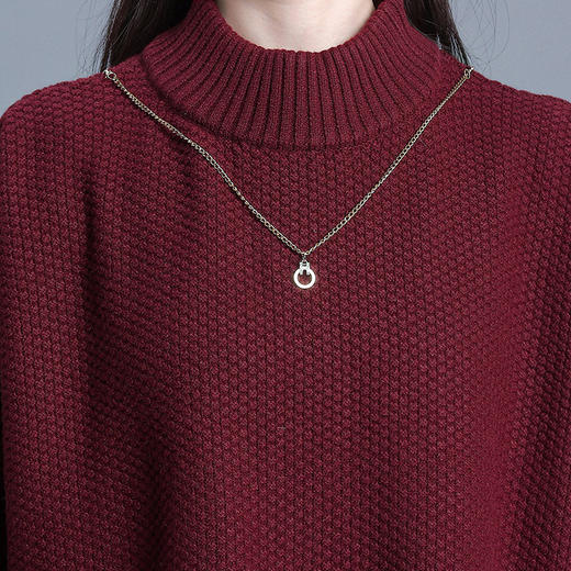 QYM A089-Y针织毛衣两件套连衣裙弹力宽松毛衣中长款套装 商品图3