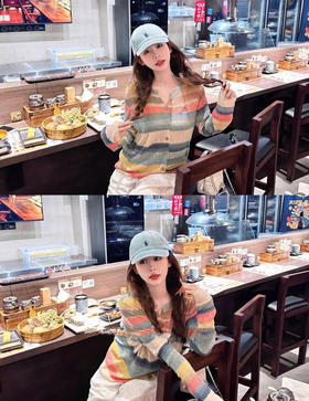 土星彩色针织衫开衫091