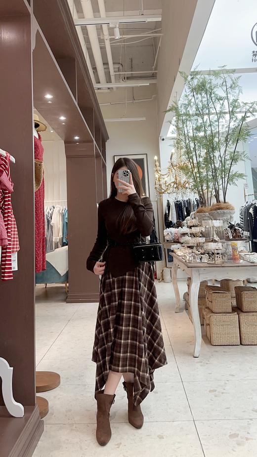 【门店同款】ENJOY秋季“浮光织影”可可棕格纹套装 165844199 商品图1