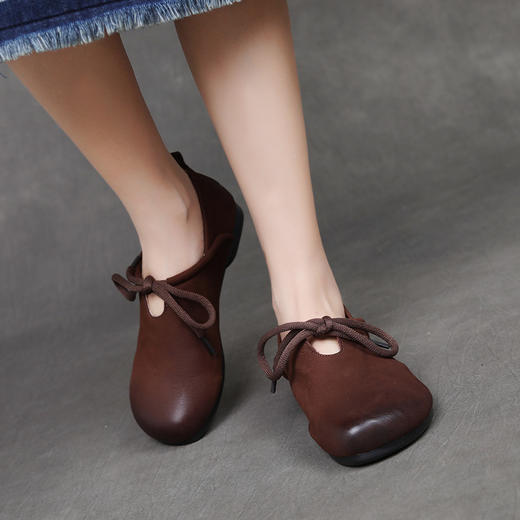 FR 85133复古单鞋防滑耐磨真皮平底休闲鞋 商品图1