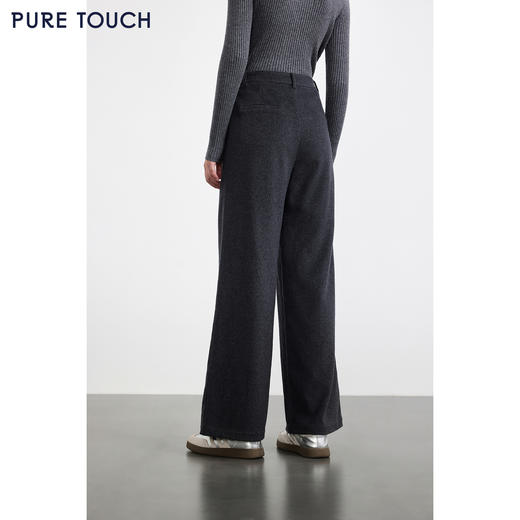 PURE TOUCH女装 25秋冬新款绒毛混纺高腰阔腿裤百搭保暖休闲长裤 商品图4