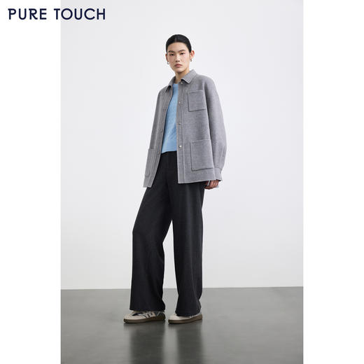 PURE TOUCH女装25秋冬新款双面呢大衣短款外套丝绒毛混纺毛呢上衣 商品图1