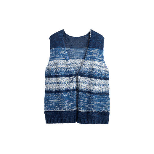 绽放605朵/高端麻棉纱线肌理蓝晕染舒适百搭手工编线马甲女秋叠穿 商品图4