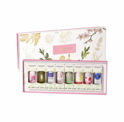 【年终限时大促】【保税仓直发·全球购】欧舒丹滋润防干裂香氛护手霜烫金礼盒8支装/30ml(橙花＋马鞭草＋薰衣草＋甜扁桃＋樱花＋云中月桂＋玫瑰＋乳木果）配礼袋 商品图1