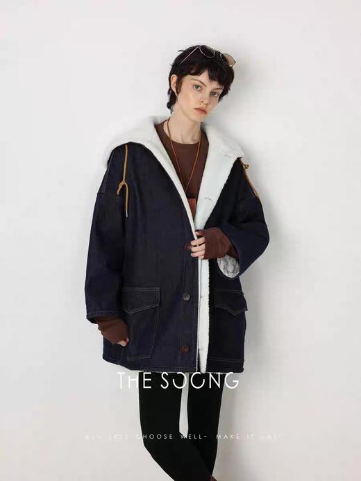 THESOONG"时髦过冬"100%棉洗水固色柔软保暖毛绒牛仔外套BWT5116 商品图2