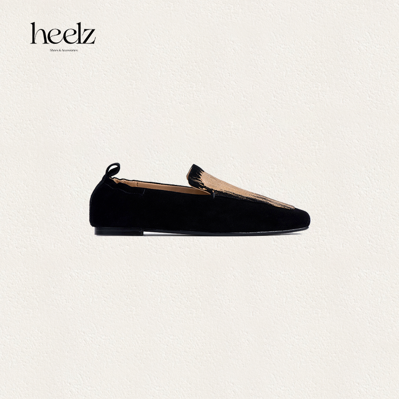 heelz设计师手工鞋履 ｜手绘描金羊翻毛芭蕾乐福鞋0.5公分