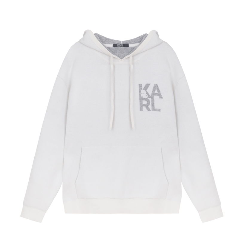【KARL LAGERFELD】连帽提花套头针织卫衣
