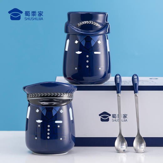 【男/女款制服陶瓷杯】创意喝水杯家用带盖勺咖啡杯茶杯套装马克杯子 商品图8