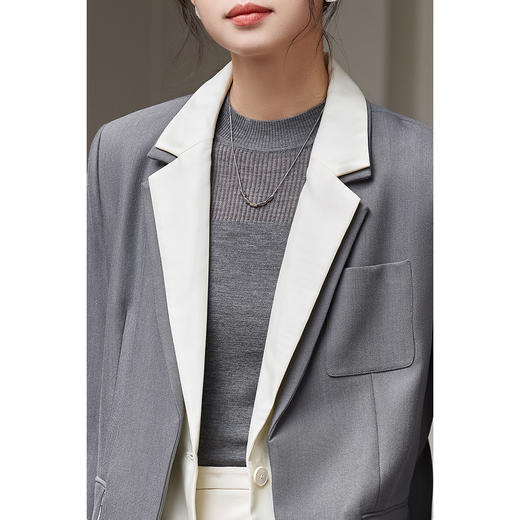 剩S/M/L/XL 芳外上衣流行外套新款休闲时尚撞色小众设计炸街西装女1871 商品图4