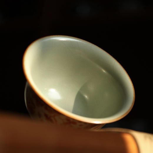 问鼎汝瓷鼎峰系列天青酌泉二才盖碗（梵红樱花） 商品图1