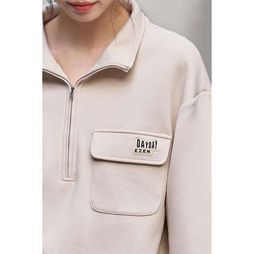 剩L 米思阳2026春新品休闲拉链口袋装饰卫衣女4331 商品图4