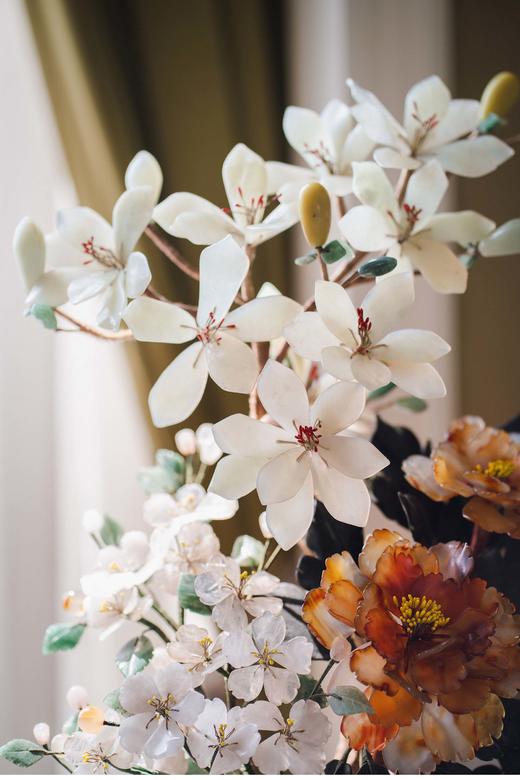 独角鹿西洋古董 20世纪中国创汇时期出品传统花卉纹景泰蓝盆装饰「玉堂富贵」珍宝像生盆景 商品图3