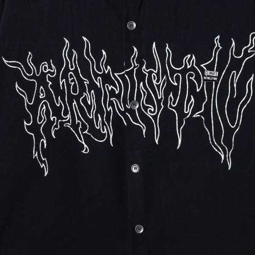 J9821SDSA男士秋冬新款痞帅男装潮牌火焰印花长袖衬衫百搭高街痞帅衬衣 商品图2