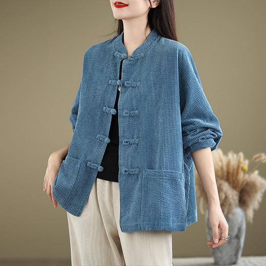 GYH B106-845休闲简约复古灯芯绒上衣宽松对襟盘扣立领外套 商品图3