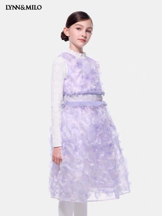 【春上新】8楼LYNN&MILO 琳麦罗  女童2025春秋新款紫色公主连衣裙时尚无袖礼服裙 商品图4