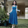 巨好看的夏日绝美小裙子通勤穿搭法式蓝色吊带连衣裙海边度假长裙 商品缩略图0