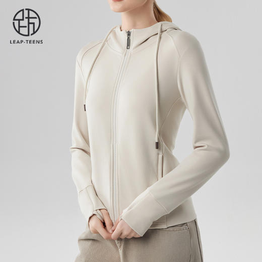 跃牌【砂洗空气层系列】女砂洗全拉链帽衫W11M3 商品图9