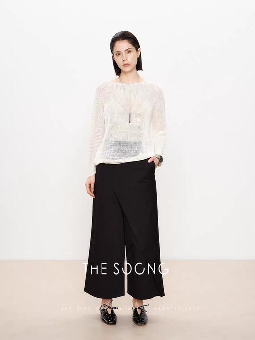 THESOONG"无拘本色"亚麻高捻舒适挺阔感混纱针织镂空上衣HWMY6602 商品图2